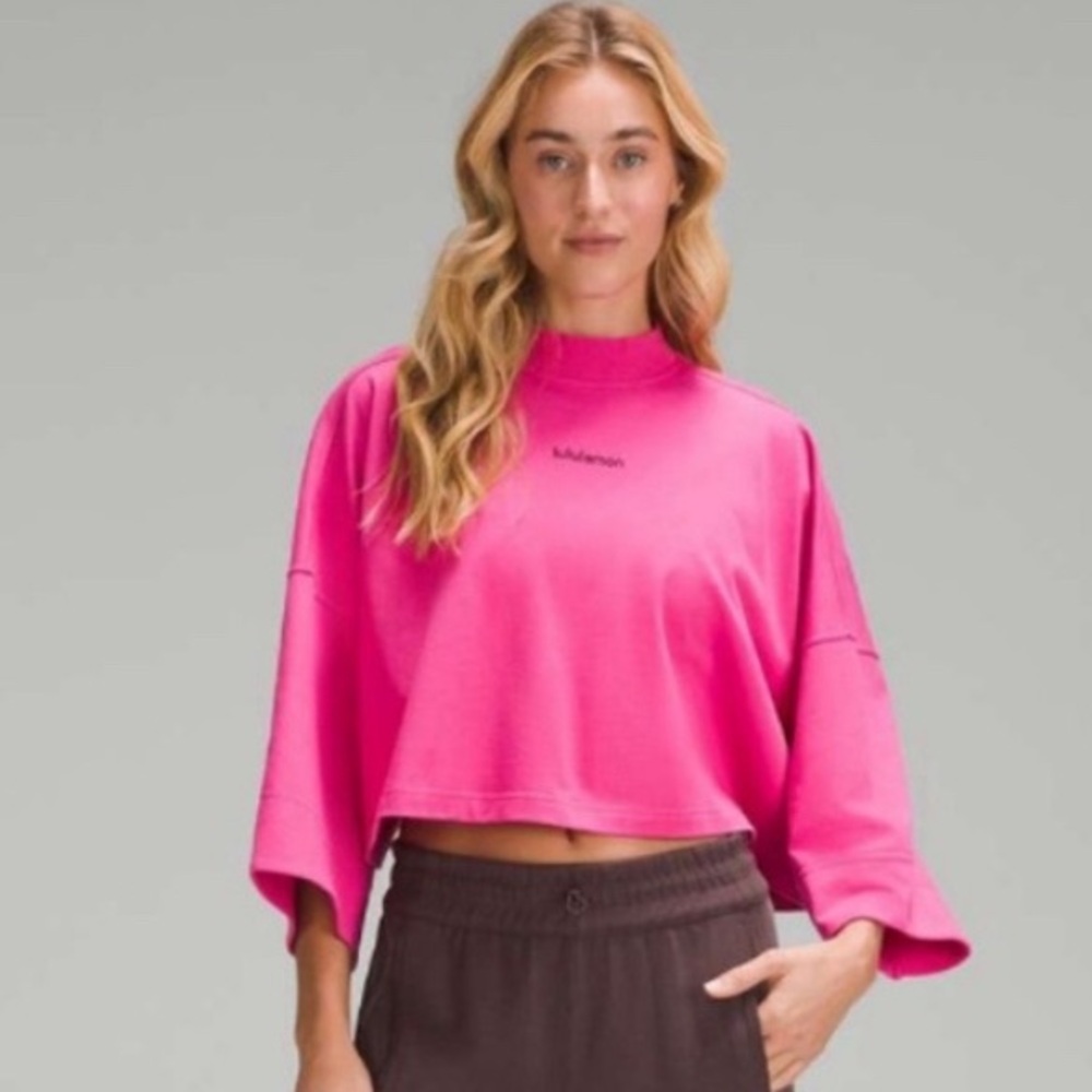 NWT Rare Lululemon Heavy Weight Cotton Cropped 3/4 Sleeve Shirt
